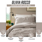 OLIVIA ROCCO Pintuck Natural Microfibre Duvet Cover Set With Pillowcases Easy Care