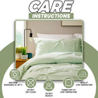 OLIVIA ROCCO Pintuck Sage Green Microfibre Duvet Cover Set With Pillowcases Easy Care