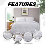 OLIVIA ROCCO Pintuck White Microfibre Duvet Cover Set With Pillowcases Reversible