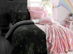 OLIVIA ROCCO Rainbow Unicorn Glow In The Dark Teddy Fleece Duvet Set For Kids Super Soft