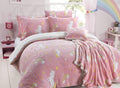 OLIVIA ROCCO Rainbow Unicorn Glow In The Dark Teddy Fleece Duvet Set For Kids Super Soft