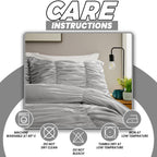 OLIVIA ROCCO Ruched Grey Microfibre Duvet Cover Set With Pillowcases Easy Care Bedroom Refresh Easy-Care Comfort