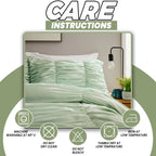 OLIVIA ROCCO Ruched Sage Green Microfibre Duvet Cover Set With Pillowcases Easy Care
