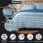 OLIVIA ROCCO Versailles Teal Printed Duvet Cover Set Reversible Quilted s Breathable
