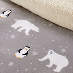 OLIVIA ROCCO Polar Bear And Penguin Teddy Fleece Duvet Set With Reversible Sherpa Fur