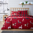 OLIVIA ROCCO Reversible Christmas Dogs Pattern Duvet Cover Set Cotton Rich OEKO TEX