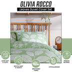 OLIVIA ROCCO Leaf Print Reversible Cotton Rich Duvet Cover Set With Pillowcases Black Bedroom Refresh Easy-Care Comfort