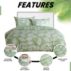 OLIVIA ROCCO Leaf Print Reversible Cotton Rich Duvet Cover Set With Pillowcases Black Bedroom Refresh Easy-Care Comfort