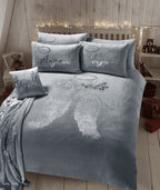 OLIVIA ROCCO Angel Wings Teddy Fleece Duvet Set Pink White Grey Super Soft Faux Fur