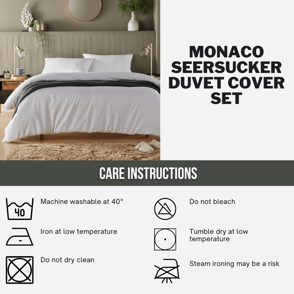 OLIVIA ROCCO Monaco Seersucker Duvet Cover Set Grey And White With Pillowcases For Single