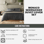 OLIVIA ROCCO Monaco Seersucker Duvet Cover Set Grey And White With Pillowcases For Single