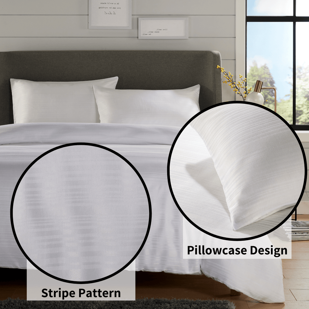 OLIVIA ROCCO Stripe Jacquard Reversible Cotton Blend Duvet Cover Set With Pillowcases