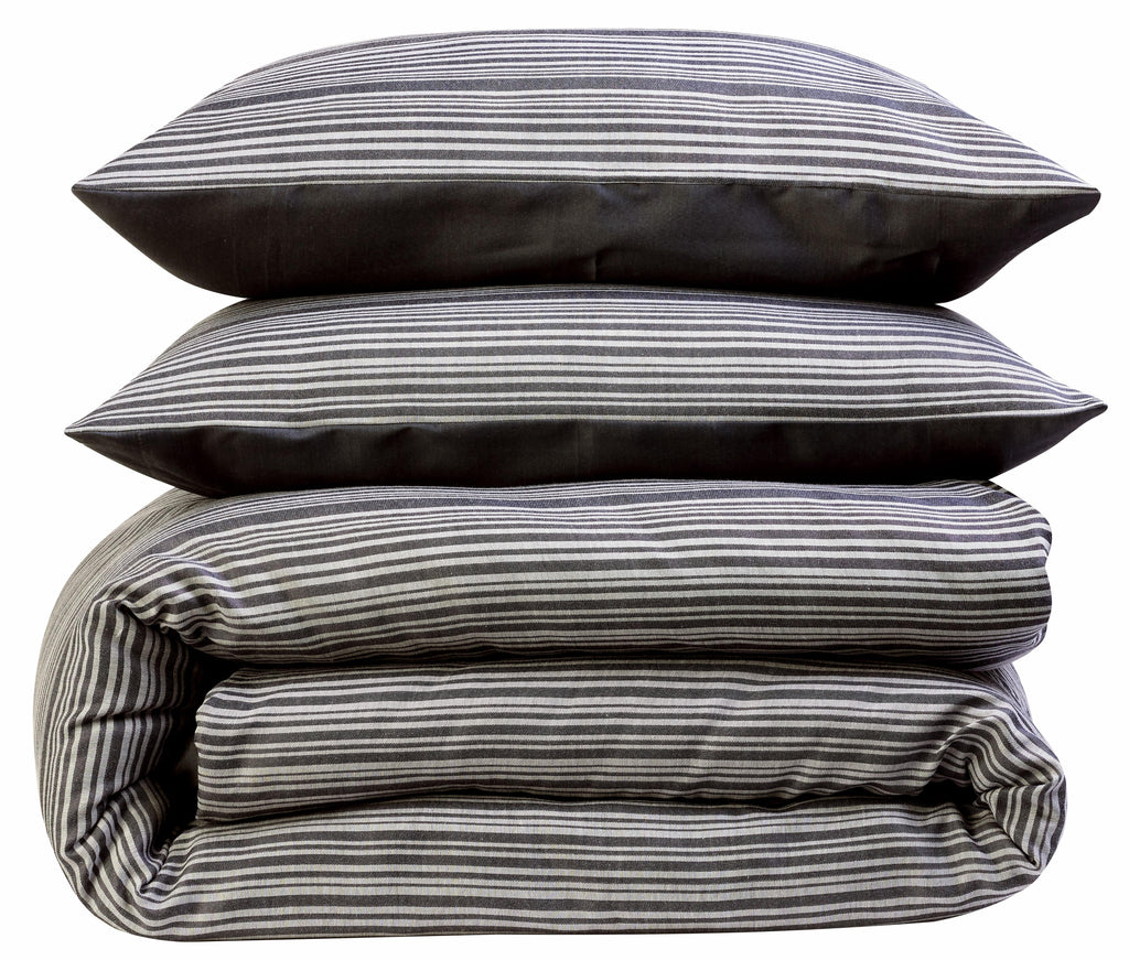 OLIVIA ROCCO Stripe Jacquard Reversible Cotton Blend Duvet Cover Set With Pillowcases