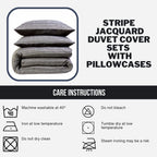 OLIVIA ROCCO Stripe Jacquard Reversible Cotton Blend Duvet Cover Set With Pillowcases
