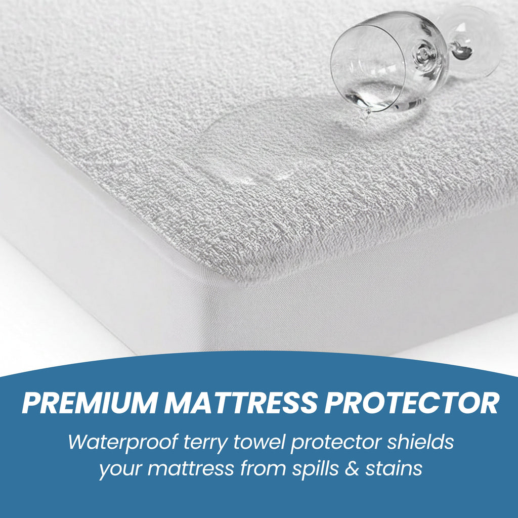 OLIVIA ROCCO Waterproof Terry Towel Mattress Protector With Deep Skirt Highly Absorbent