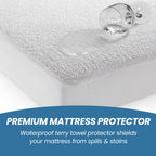 OLIVIA ROCCO Waterproof Terry Towel Mattress Protector With Deep Skirt Highly Absorbent