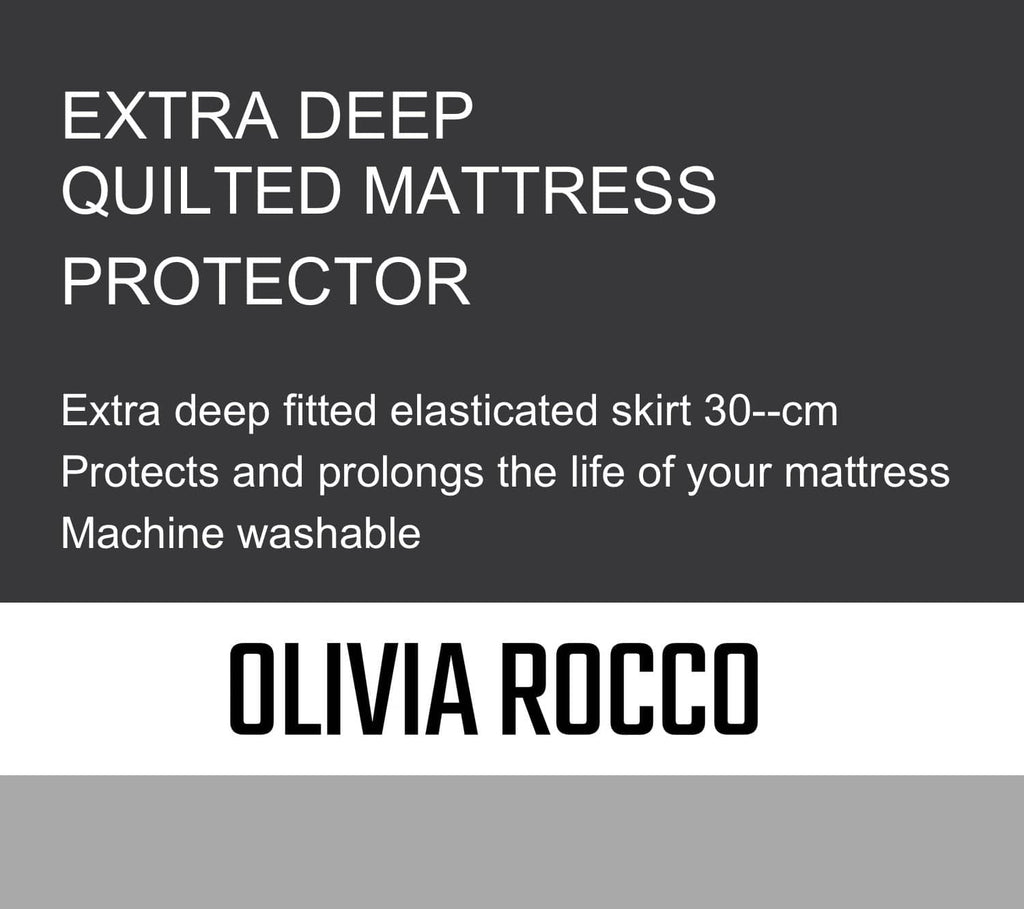 OLIVIA ROCCO Quilted Extra Deep Mattress Protector Microfibre Top Waterproof Reverse