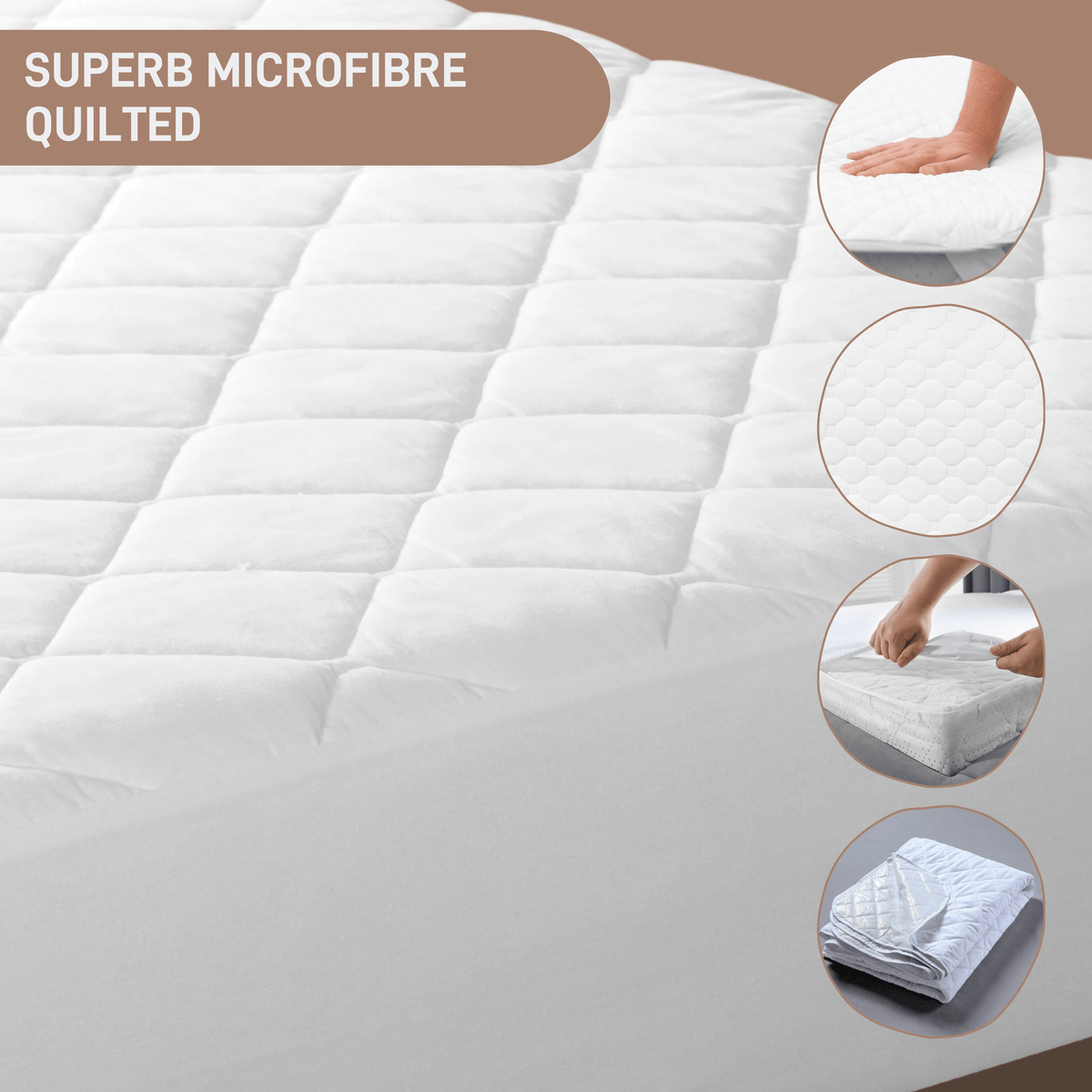 OLIVIA ROCCO Quilted Extra Deep Mattress Protector Microfibre Top Waterproof Reverse