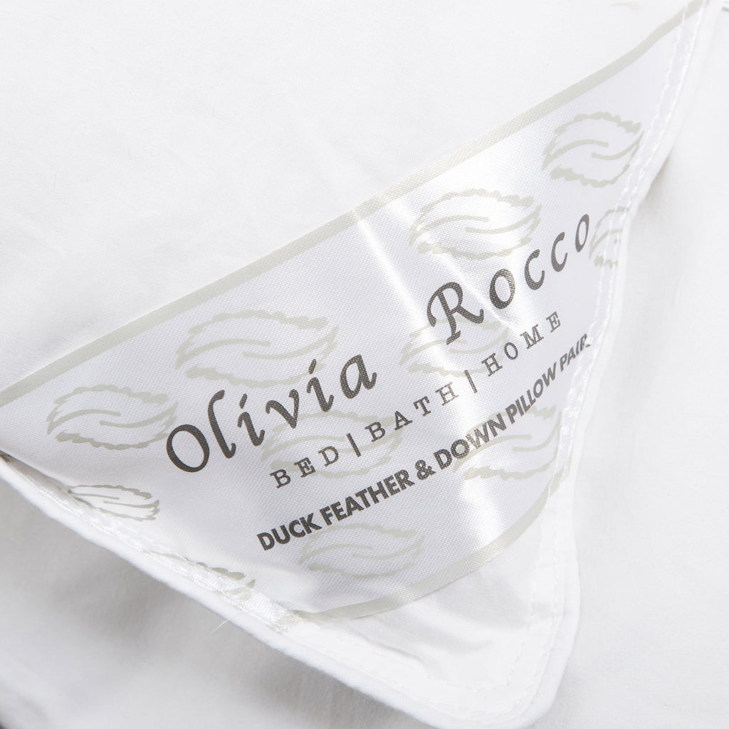 OLIVIA ROCCO 2 Pack Hypoallergenic Duck Feather And Down Pillows Hotel Quality Comfort