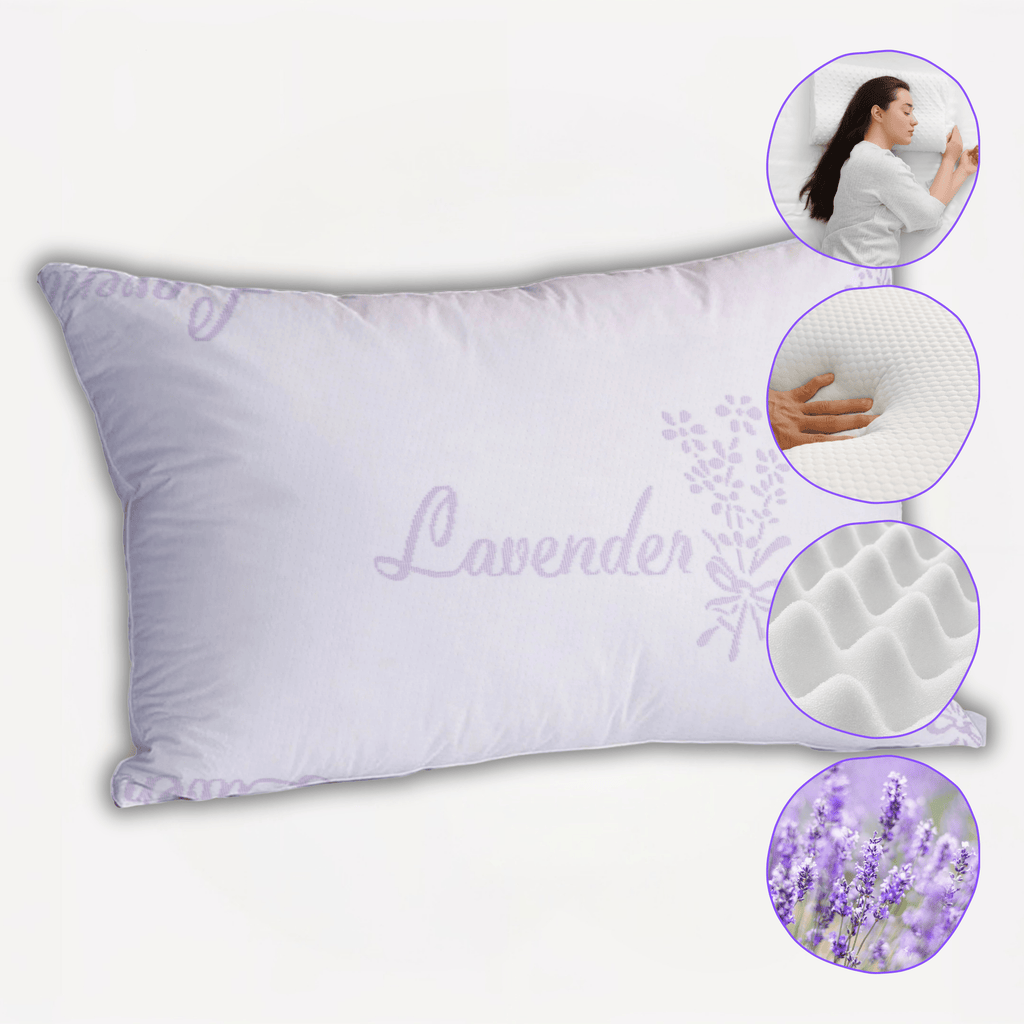 OLIVIA ROCCO Lavender Infused Microfibre Hotel Pillow Medium Support Hypoallergenic Side