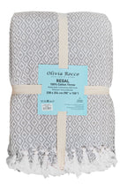 OLIVIA ROCCO Regal Handwoven Pure Cotton Throw Blanket Diamond Geometric Pattern