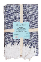 OLIVIA ROCCO Regal Handwoven Pure Cotton Throw Blanket Diamond Geometric Pattern