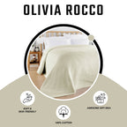 OLIVIA ROCCO Florian Checked Throw Blanket Natural Cotton Bedspread For Sofas Armchairs