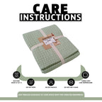 OLIVIA ROCCO Florian Checked Throw Blanket Sage Green 100% Cotton Bedspread For Sofas