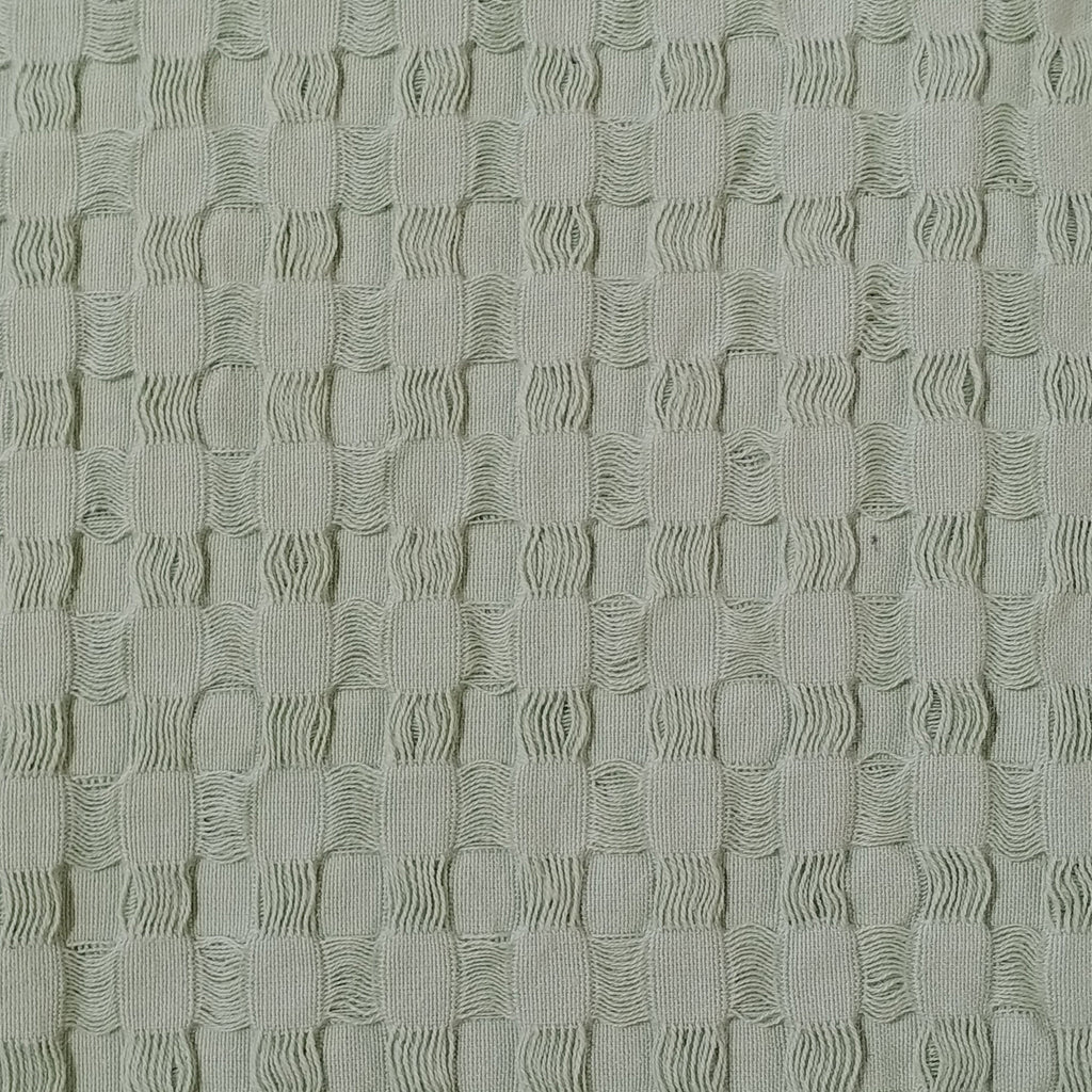 OLIVIA ROCCO Florian Checked Throw Blanket Sage Green 100% Cotton Bedspread For Sofas