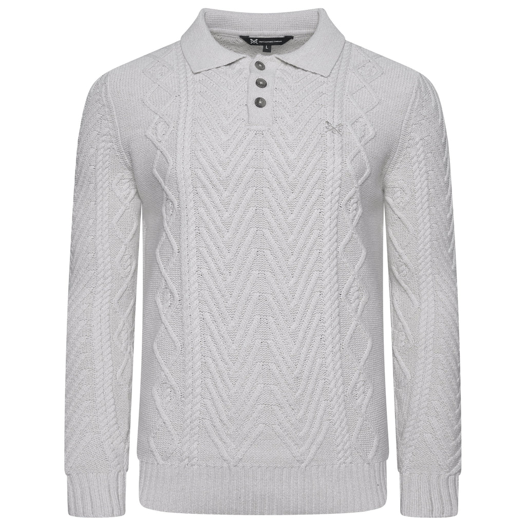 Crew Clothing Company Cable Knit Button Neck Jumper