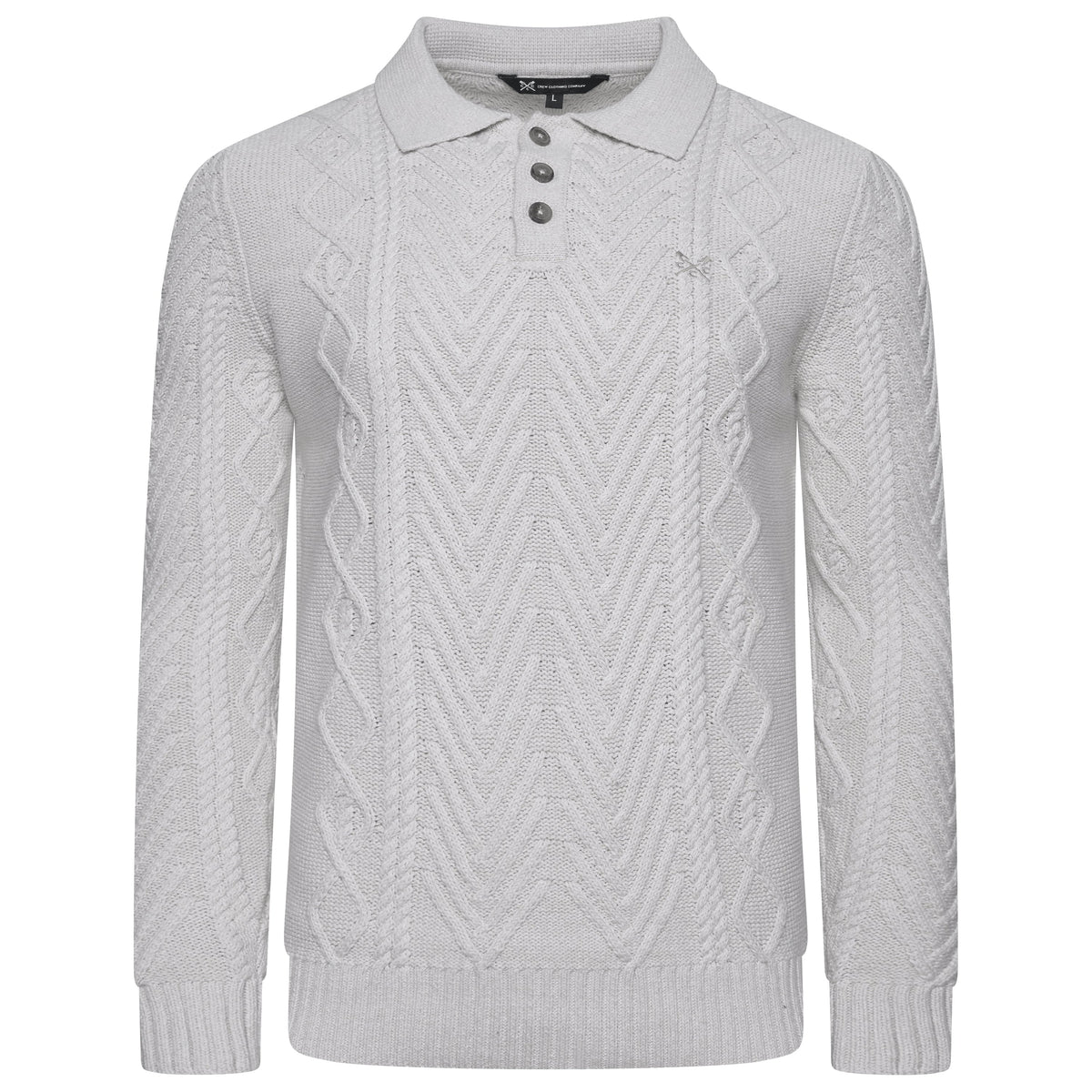 Crew Clothing Company Cable Knit Button Neck Jumper