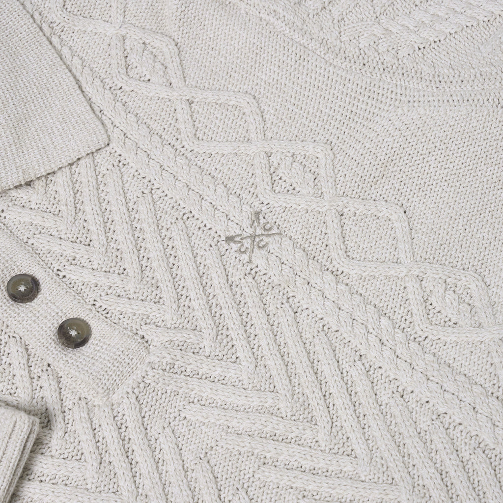 Crew Clothing Company Cable Knit Button Neck Jumper
