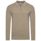 Contempo Half Zip Stretch Ribbed Polo Jumper