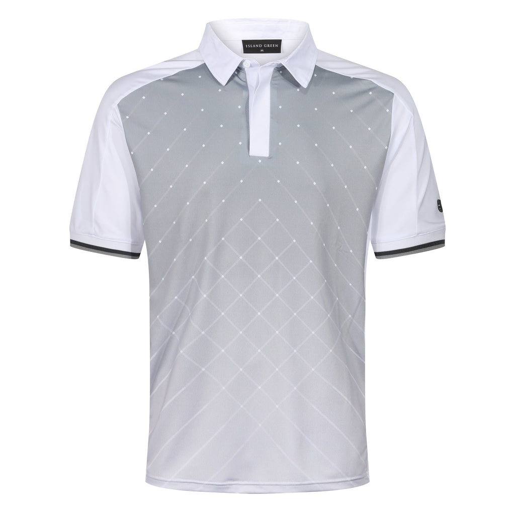 Island Green Geometric Print Golf Sport Polo Shirt