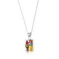 Mixed Flower Rectangle Pendant Necklace