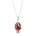 Mixed Flower Oval Pendant Necklace