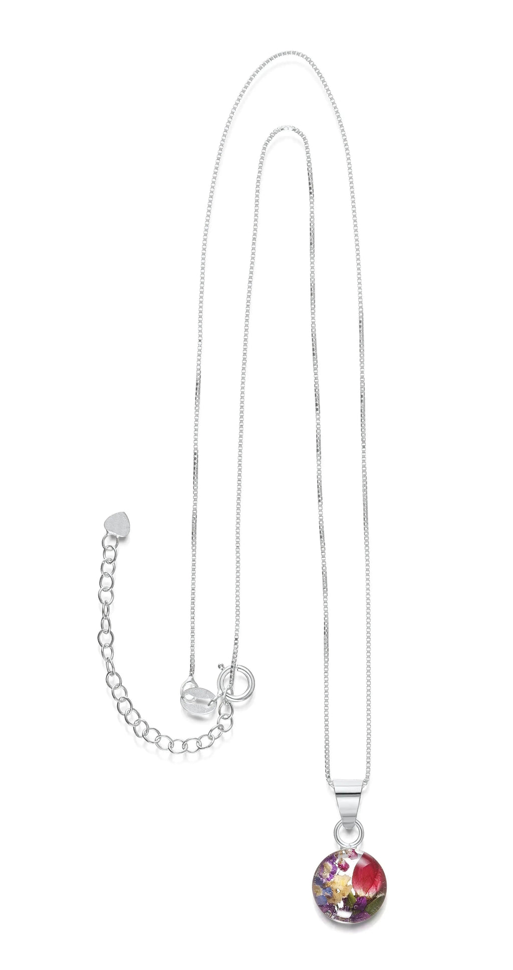 Mixed Flower Round Pendant Necklace