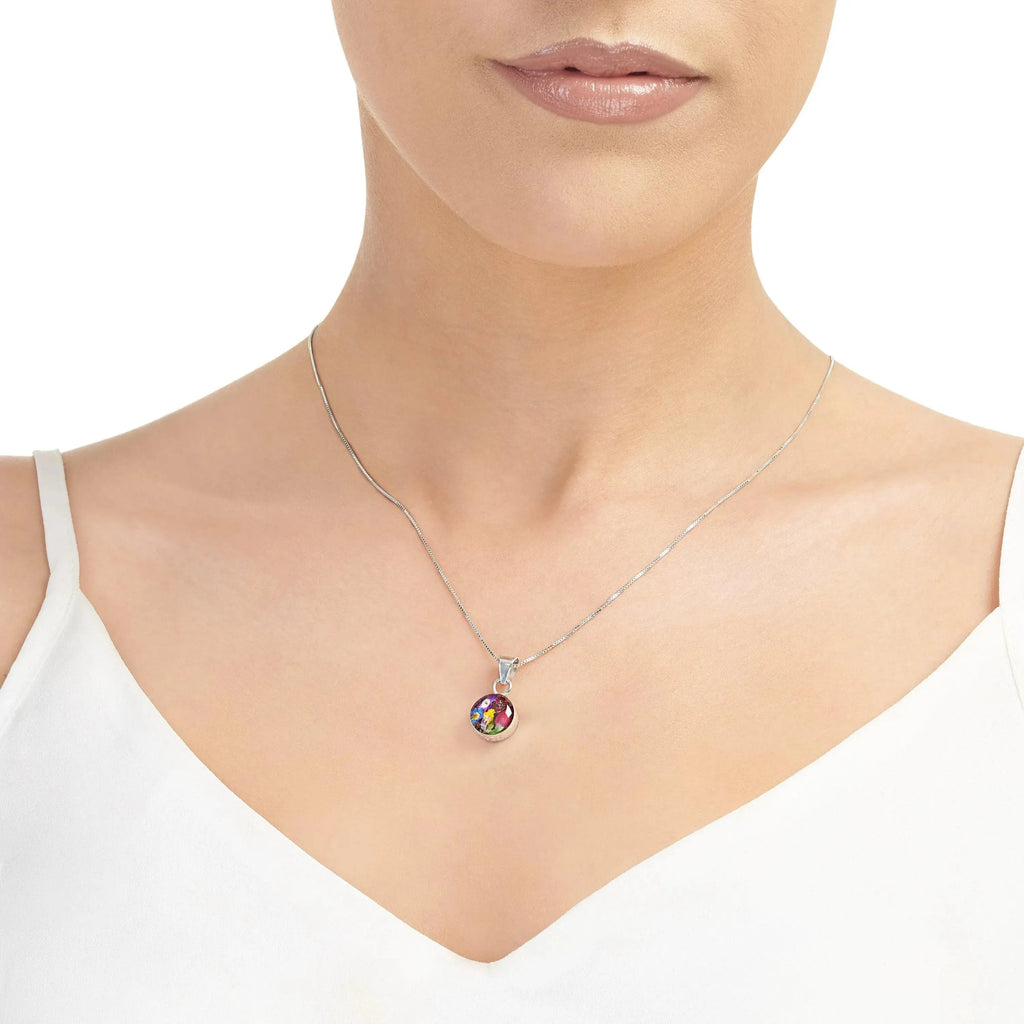 Mixed Flower Round Pendant Necklace