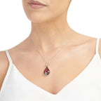 Mixed Flower Teardrop Pendant Necklace