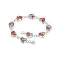 Mixed Flower Heart Charm Bracelet