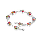 Mixed Flower Heart Charm Bracelet