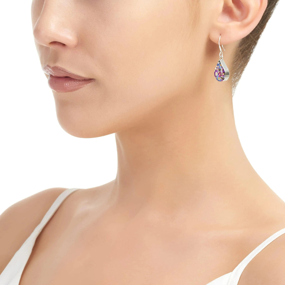 Purple Haze Silver Teardrop Dangle Drop Earrings