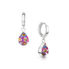 Purple Flower Huggie Earrings