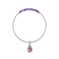 Purple Haze Amethyst Teardrop Stretch Silver Beaded Bracelet