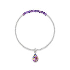 Purple Haze Amethyst Teardrop Stretch Silver Beaded Bracelet