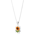 Sunflower Rectangle Pendant Necklace